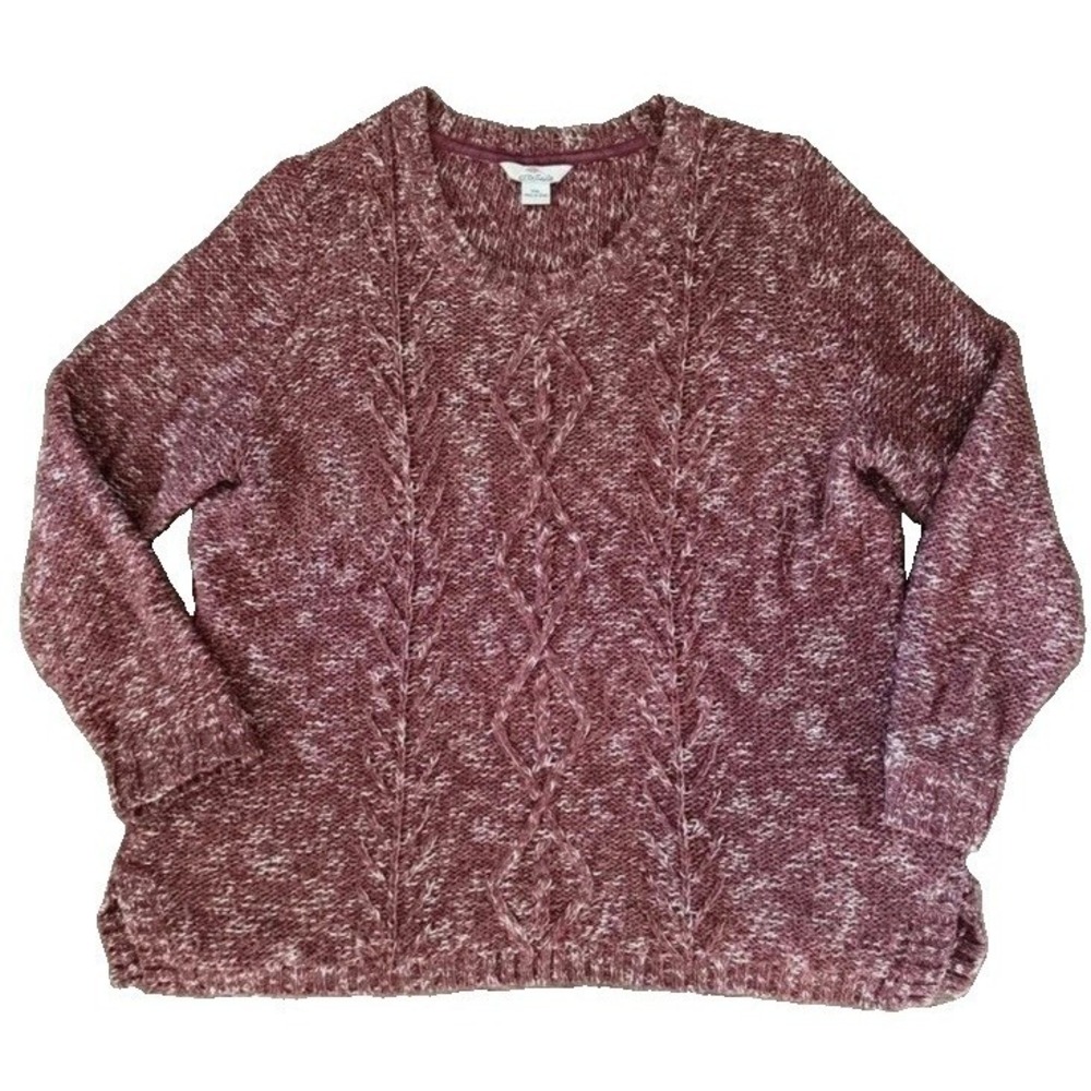 Bob Timberlake Burgundy Fisherman Sweater XXL Cable Wool Blend Pullover Camping